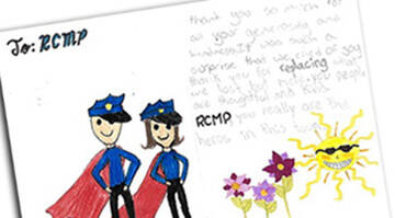 Dessin d'enfant représentant deux policiers portant des capes